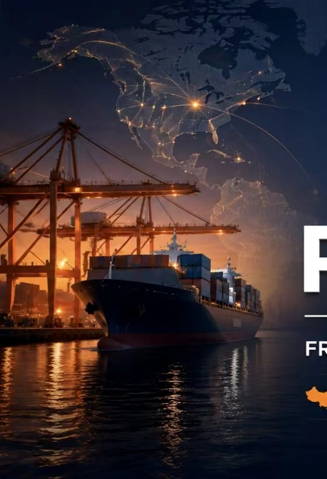 China port and international cargo ship